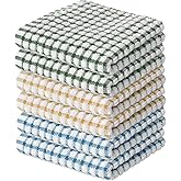 Artoid Mode Cotton Terry Kitchen Dish Cloths, 12x12 Inch Ultra Soft Absorbent Quick Drying Household Cleaning Kitchen Rags Set of 6,Multicolor