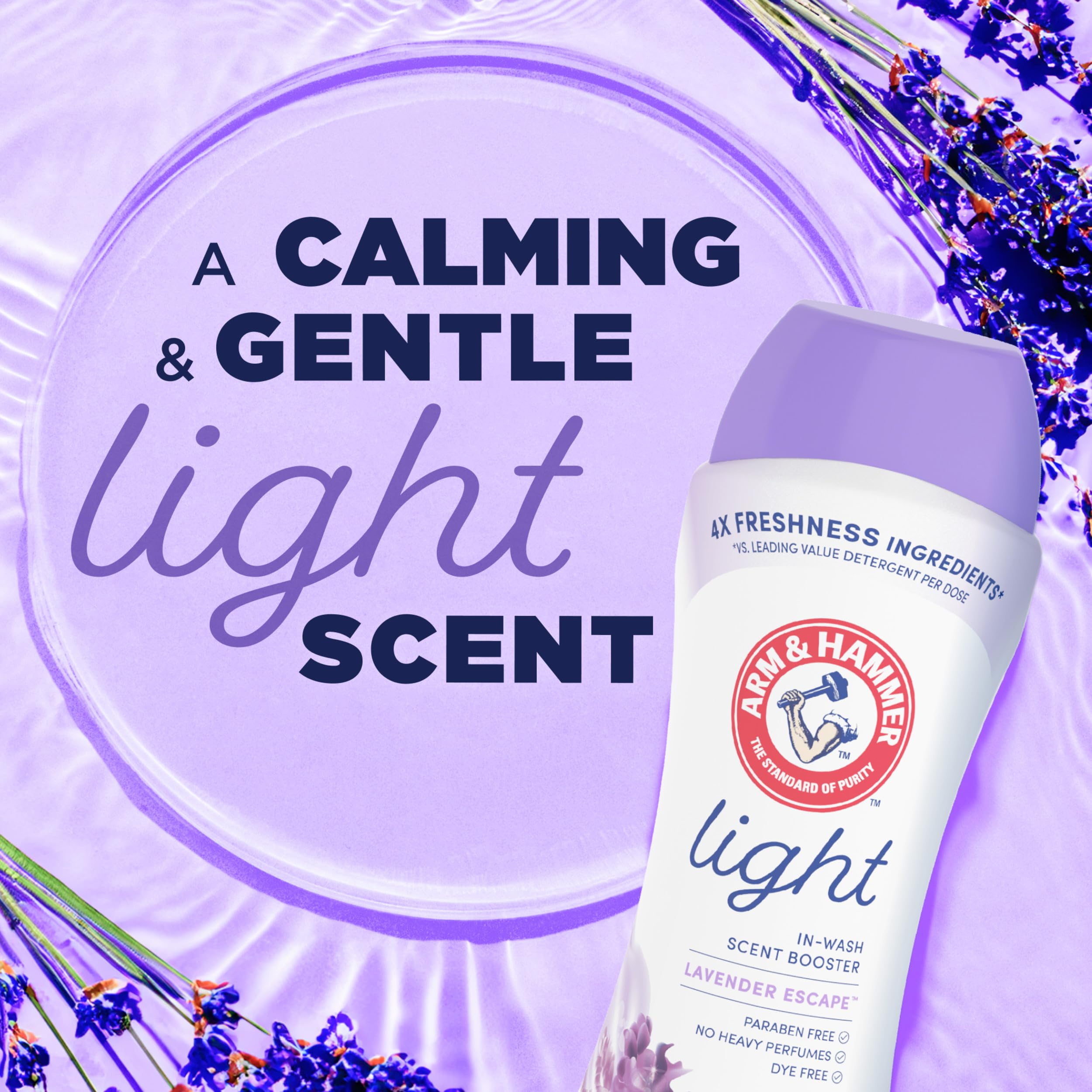 Arm & Hammer Light In-Wash Scent Booster, Laundry Scent Booster Lavender Escape scent, 24 Oz