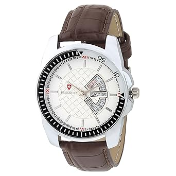 Original White Dial Brown Genuine Leather Strap Day and Date Chronograph Mens Wrist Watch - TA-971