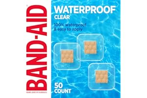 BAND-AID Brand Waterproof Clear Spot Adhesive Square Bandages, Individually Wrapped Small Spot Bandages for Wound Care for Minor Cuts & Scrapes, Waterproof, One Size, 50 ct
