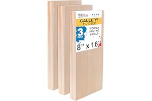 U.S. Art Supply Unfinished Birch Wood Canvas Panels for Painting, 3 Pack of 8x16 inch - Artist Gallery 1-1/2" Deep, Wooden Wall - Mixed-Media Craft, Acrylic, Oil, Encaustic, Paint Pouring