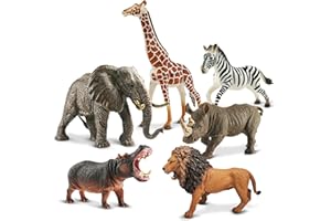 Zippytots 6PCS Safari Animal Figure Toys for Kids 3-5 Realistic Plastic Jungle Animal Figurines African Wildlife Learning Toys for Kids Boys Girls Toddlers