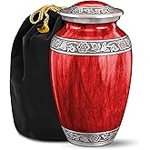 Everlight Memorials Classic Watercolor Red Large Urn for Ashes - Adult Men & Women - Cremation and Burial Urns for Adult Human Ashes