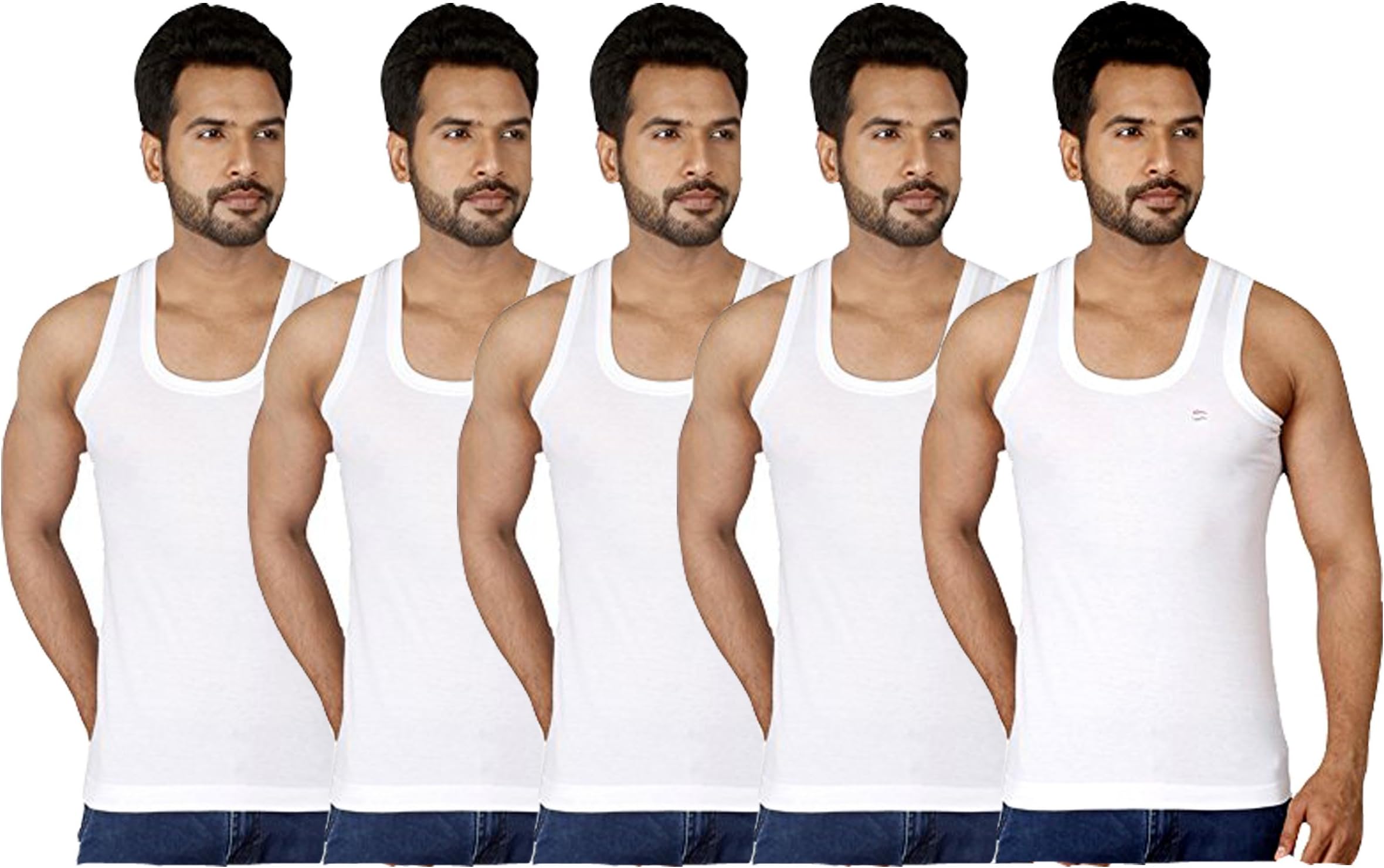 Dixcy Josh Men's Cotton Seleveless Vest Combo of 5