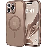 CAPRARO Cute for iPhone 15 Pro Max Case, Compatible with MagSafe, [Curly Wave Edge] [Full Camera Protection] [14 FT Drop Protection] Magnetic Phone Case for 15 Pro Max 6.7 Inch, Brown