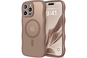 CAPRARO Cute for iPhone 15 Pro Max Case, Compatible with MagSafe, [Curly Wave Edge] [Full Camera Protection] [14 FT Drop Protection] Magnetic Phone Case for 15 Pro Max 6.7 Inch, Brown