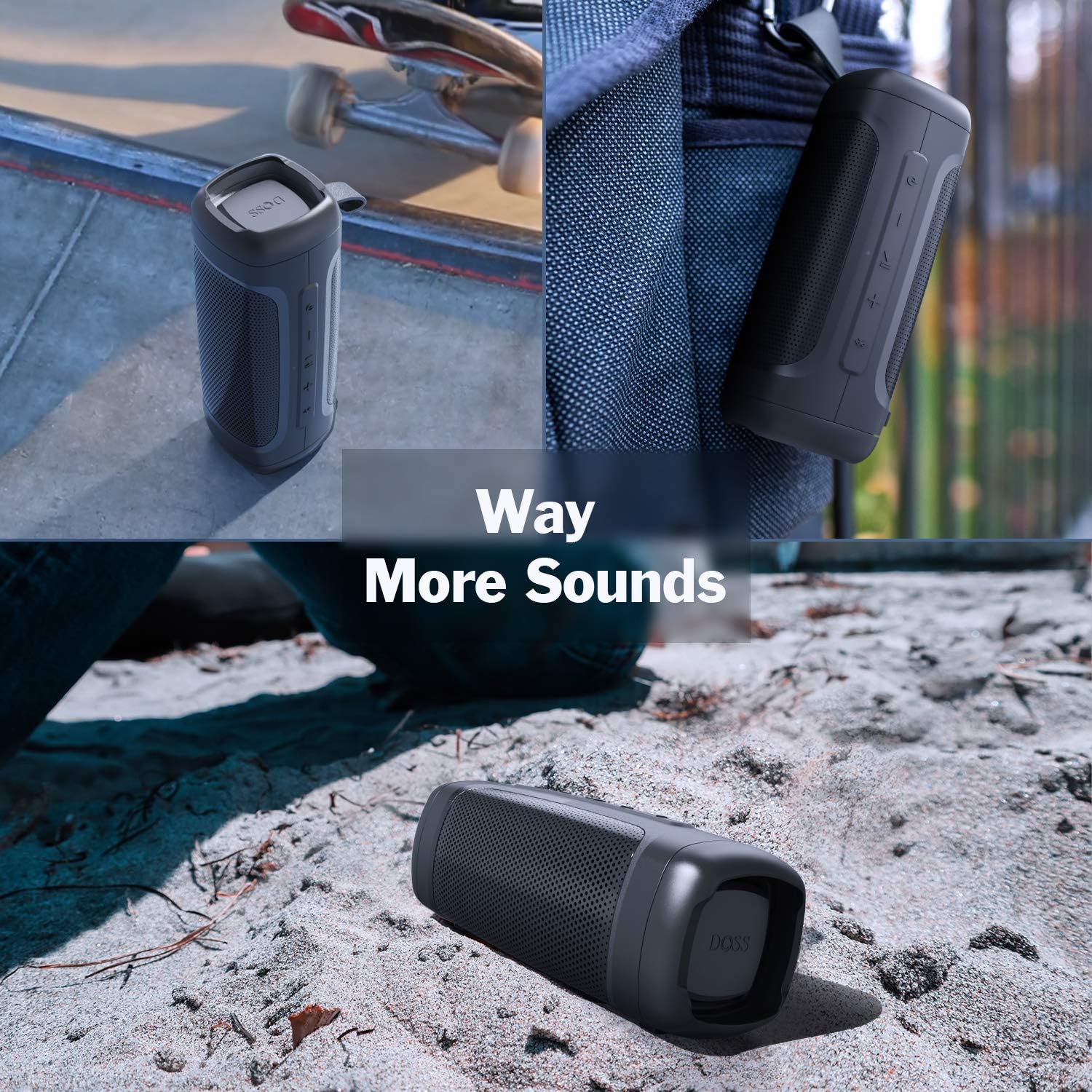 Bluetooth Speakers, DOSS Portable Wireless Bluetooth Speaker with 24W Powerful Sound, Rich Bass, IPX6 Waterproof, Wireless Stereo Pairing, 20H Playtime, Waterproof Speaker for Outdoor and Travel: Electronics