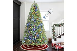 SHareconn 6ft Prelit Premium Artificial Classic Spruce Christmas Tree with Remote Control,Timer, and 330 Warm White & Color L