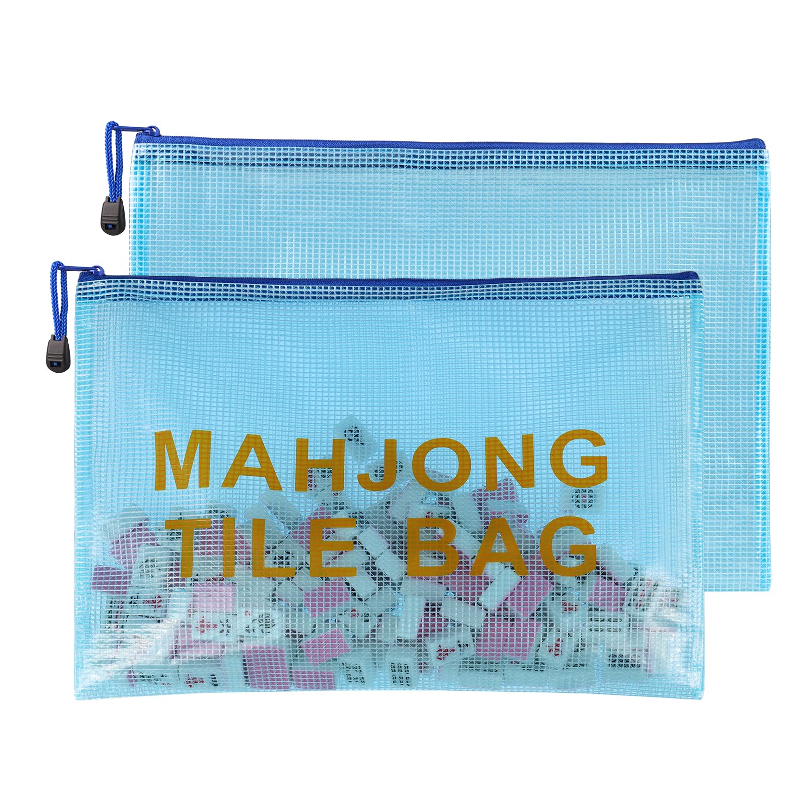 Photo 1 of Colorato 2Pack Mahjong Tile Bag, Case for American Mah jong Set, Mahjong Gifts Accessories, Card Holder Bouch, Blue (Case Only)