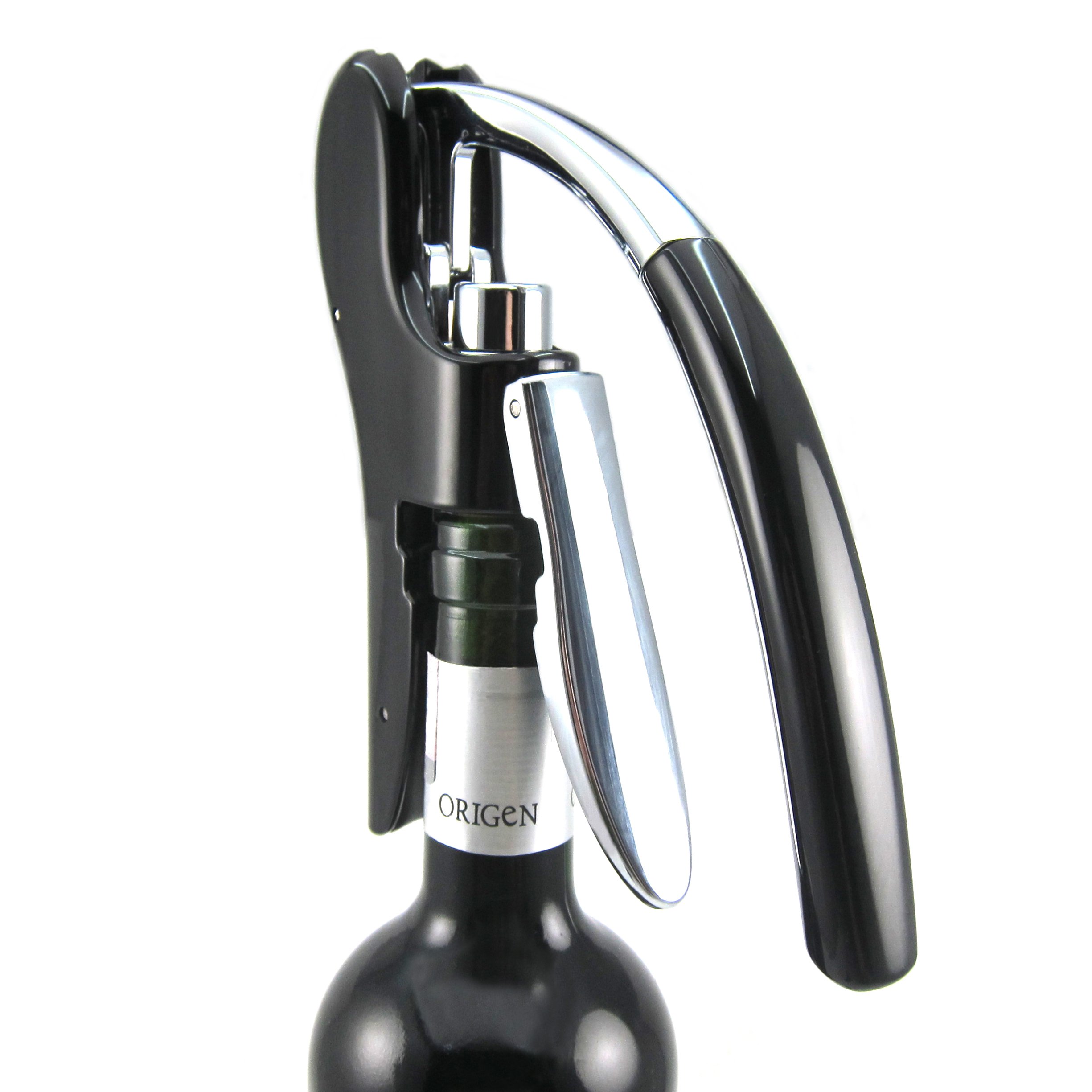 Best Utensils Professional Zinc Alloy Power Wine Opener Octopus Premium Vertical Lever Corkscrew with Built-in Foil Cutter Waiter Bottle Openers Kit (Black)