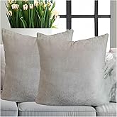 Aitliving 2PCS Pack Taupe Throw Pillow Covers Faux Suede Ultra Soft Pillow Cushion Shells Decorative 18X18 Creamy Ecru Solid Color Both Sides Poly Suede European Accent Toss Pillow Cases 45X45cm