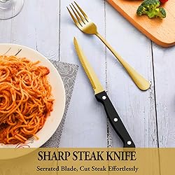 48 Pcs Gold Silverware Set with Steak
