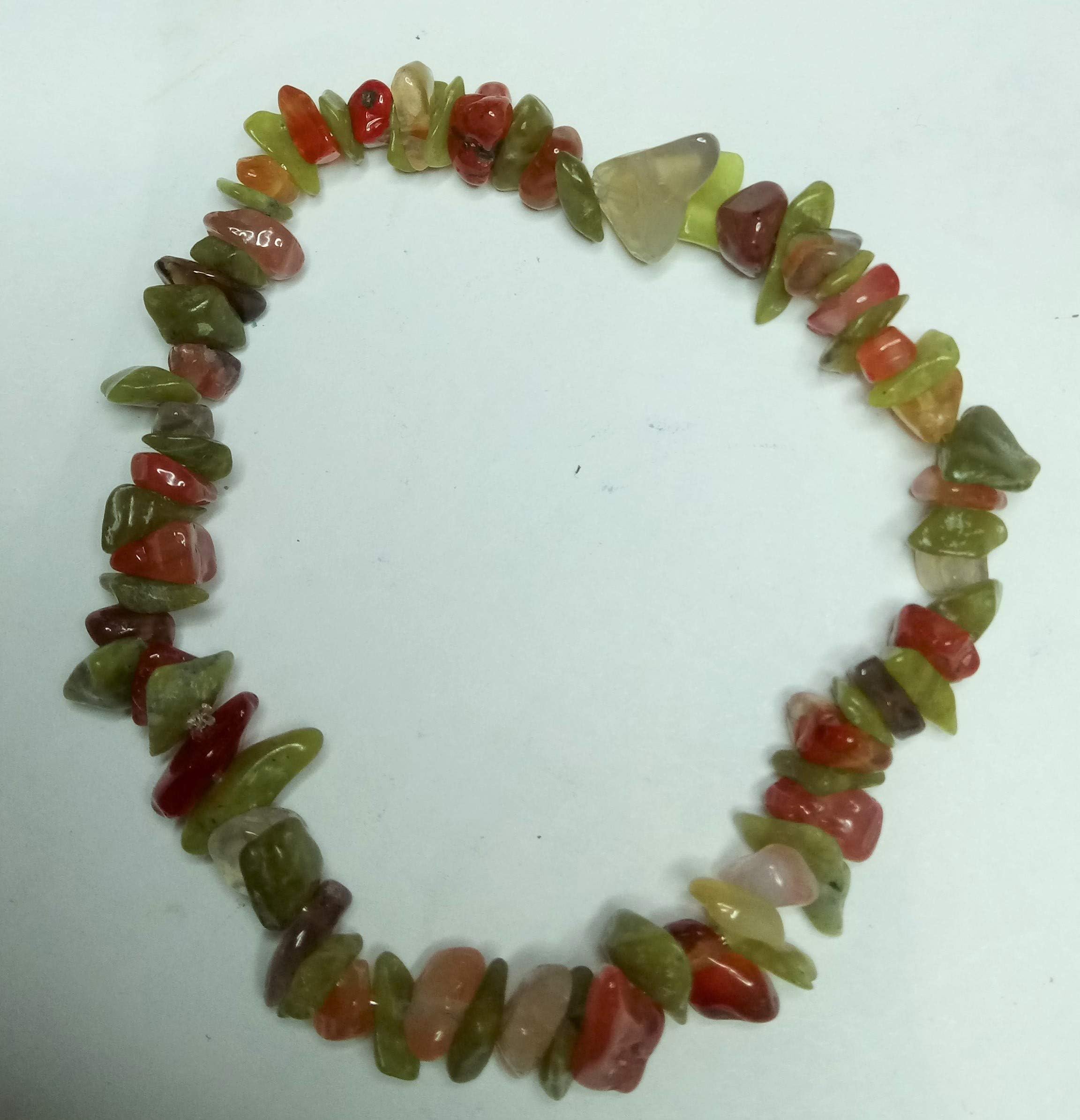 Silver Moon CrystalsCarnelian and Peridot CHIP Bead Crystal Healing Bracelet
