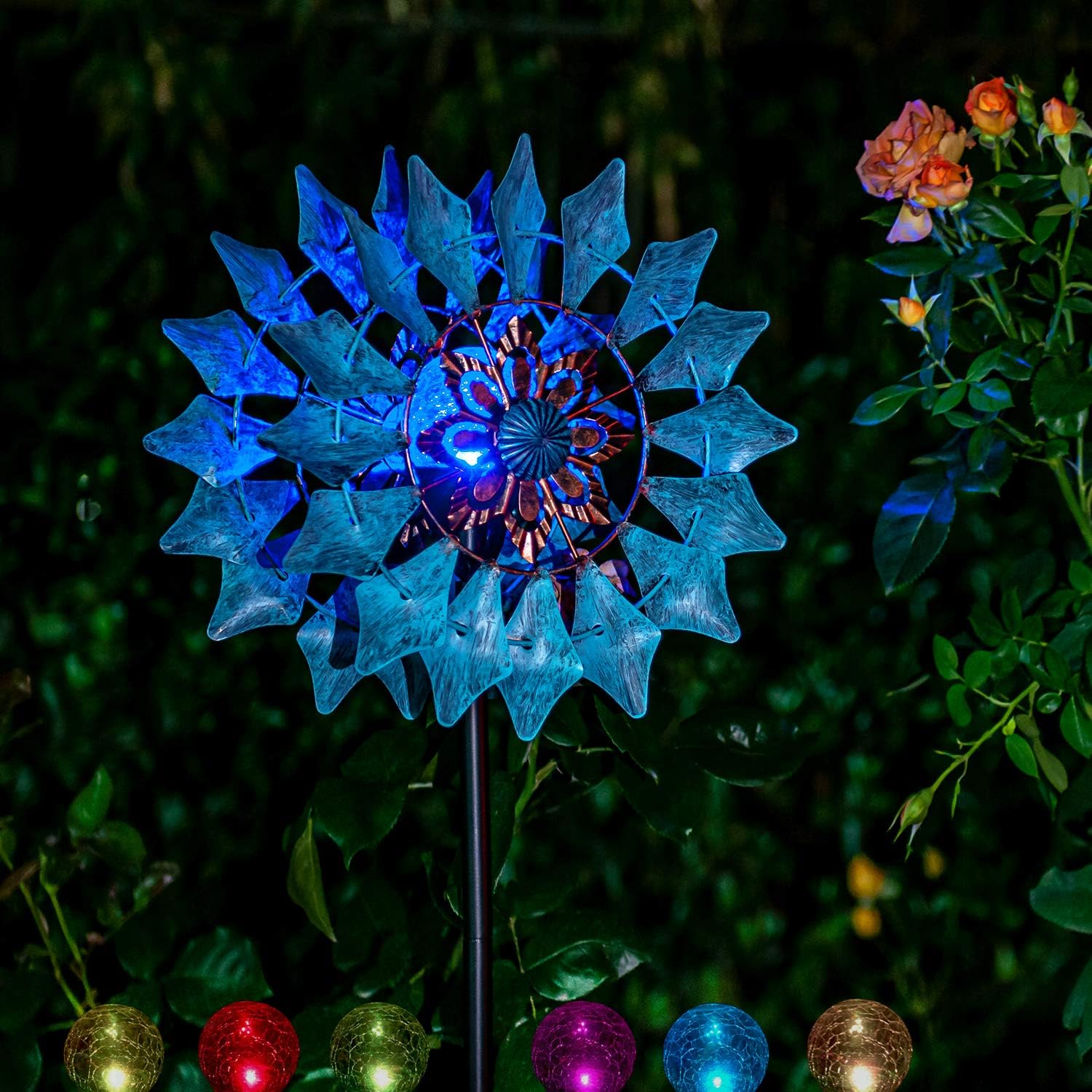 Solar Wind Spinner New Azure 75 Inches 1 9m Multi Colour LED Light 