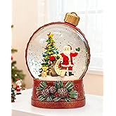 Christmas Santa Snow Globe Light up Lantern with 8 Songs, 6.69" Red Christmas Snow Globes for Kids Adults, 6H Timer & Dual Power, Snowglobes Christmas Decorations Indoor, Gifts for Women Men