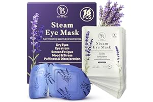 16 Pack Lavender Steam Eye Mask for Dryness, Puffiness, Strain & Relaxation, Heated Eye Mask for Sleep & Travel, Self-Heating