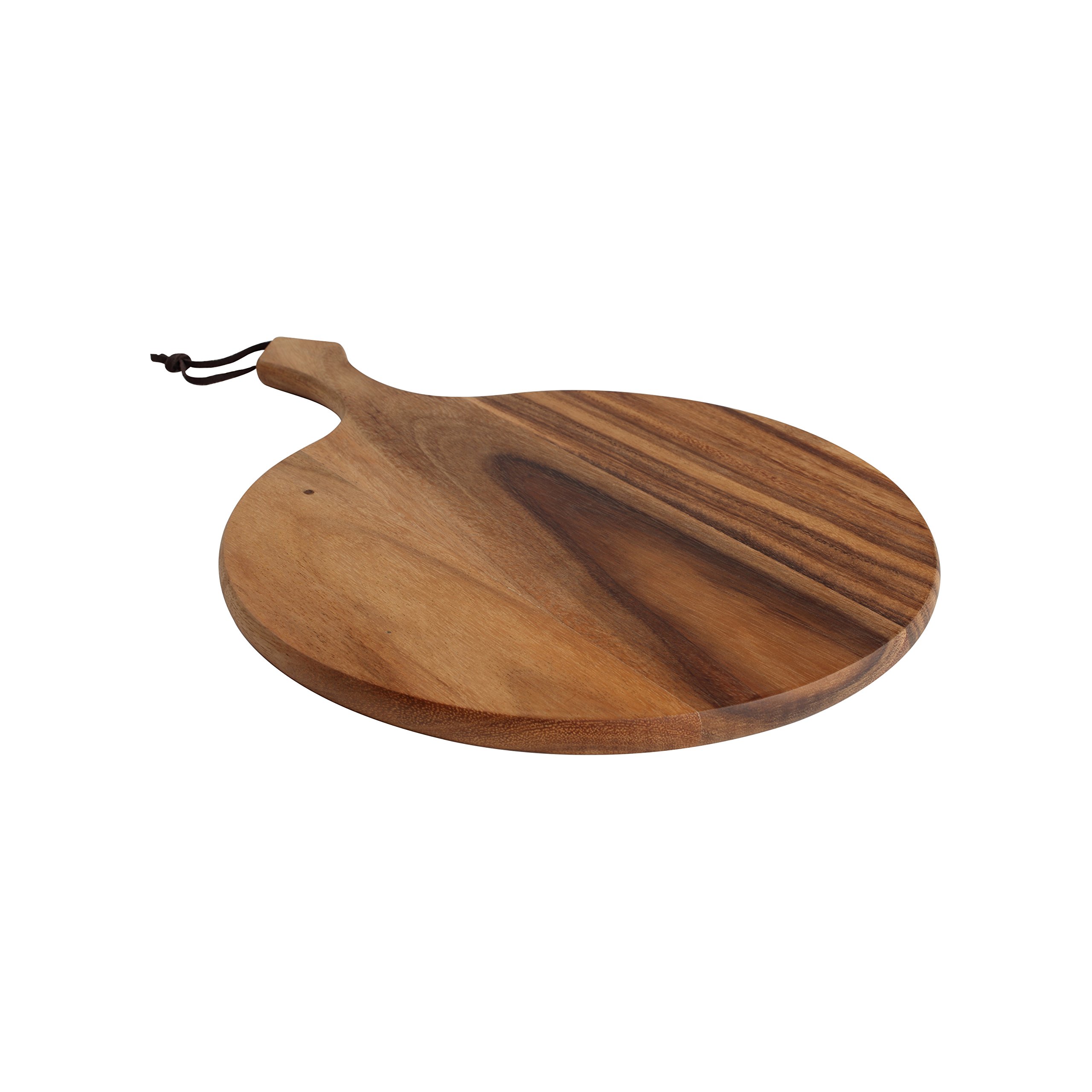T&G Woodware Rustic Acacia Baroque Round Handled Board with Leather Tie, Brown, Medium