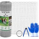 Chicken Wire Fencing Mesh, 16.9 Inch x 40 Feet Metal Floral Chicken Wire Fence for Crafts Poultry Garden, 0.6 Inch Hexagonal Galvanized Hardware Cloth Netting for Chicken Coop Barrier Rabbit Cage