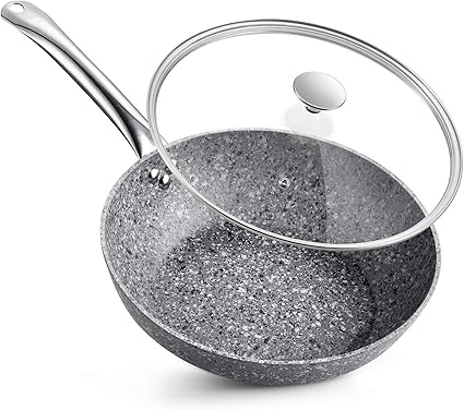 Amazon 蓋付き炒め物鍋 Csk 12インチ ノンスティック中華鍋 ガラス蓋付き スキレット グラナイト石由来の超ノンスティックコーティング 100 Pfoa Apeoフリー Ih対応 オーブン対応 Koch Systeme Cs フライパン