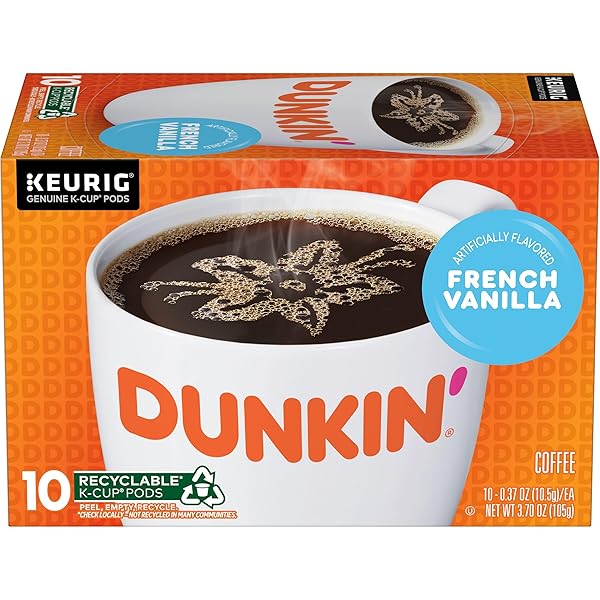 DUNKIN’ FRENCH VANILLA FLAVORED COFFEE, 10 KEURIG K-CUP PODS