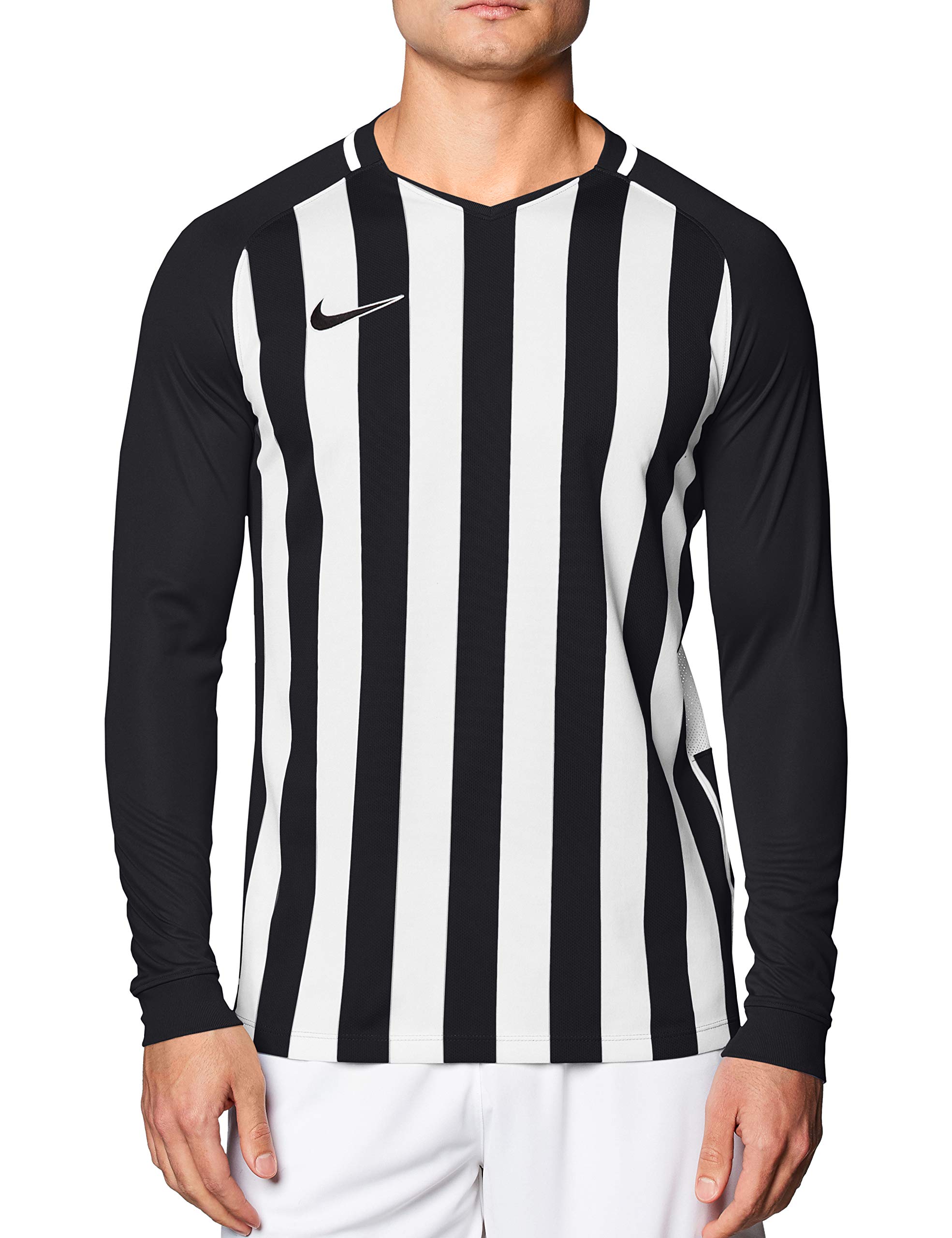 Nike Men Striped Division III Jersey LS Jersey - Black/White/White/Black, X-Large