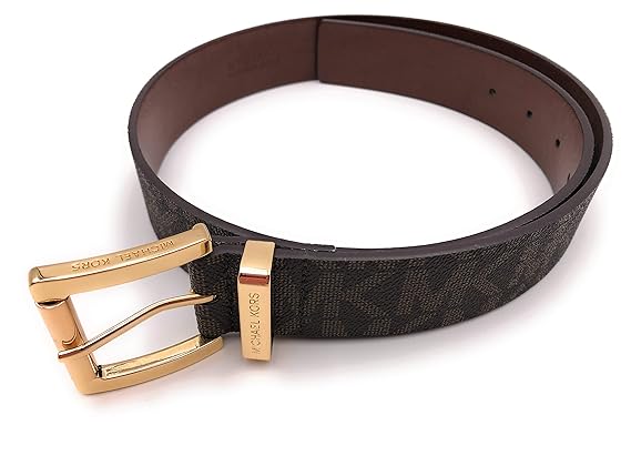 Michael Kors Gürtel Damen braun 4cm breit goldene Schnalle, verschiedene Grössen, MK Logo eingeprägt