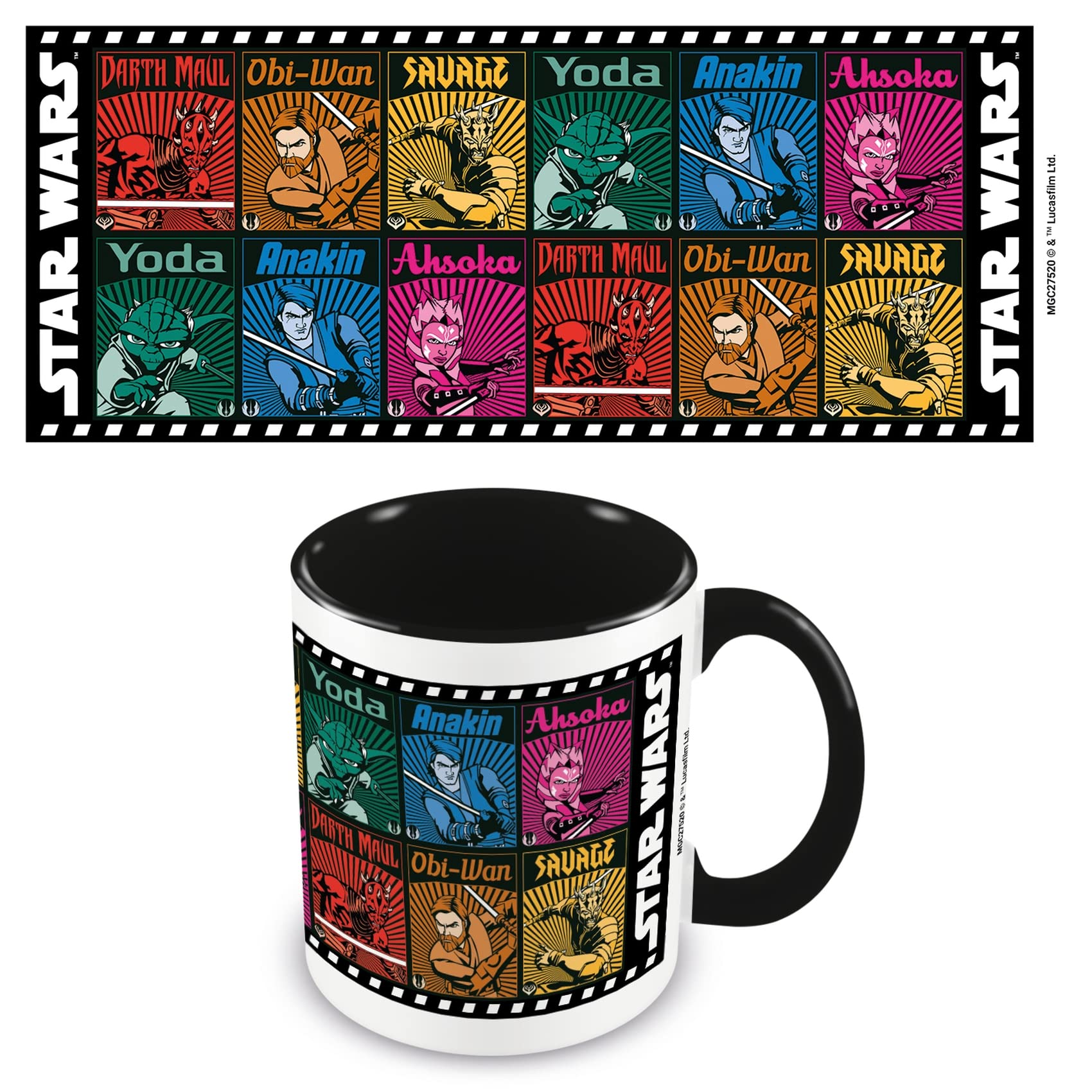 Pyramid International Star Wars: Clone Wars Mug in Presentation Gift Box (Character Roll Call Design) 11oz Ceramic Mug - Official Merchandise, Black Or White Or Gray