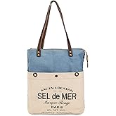 SEL de MER Upcycled Large Canvas shoulder Bag for women canvas tote boho handbag by KPL