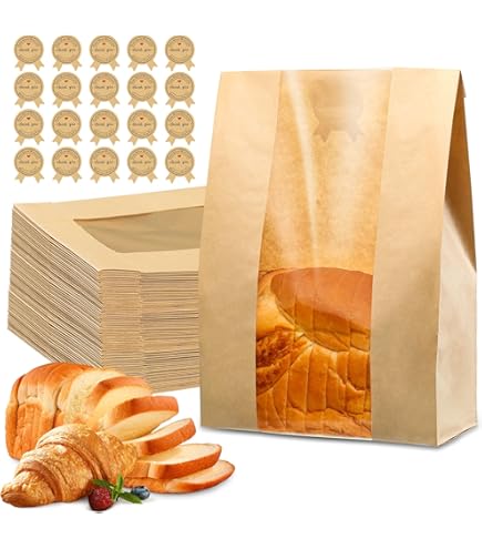 SAC EN PAPIER NATUREL AVEC FENÊTRE DOUBLE VIEW 4,5''x2,5''x8,5'' - Sacs En Papier | Emballages