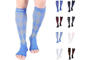 Doc Miller Open Toe Compression Socks Women 20-30mmhg - Argyle Design Toeless Compression Socks Women and Men