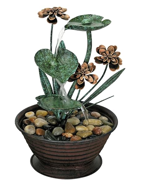 Natures Garden Lily Pad Metal Fountain, Green
