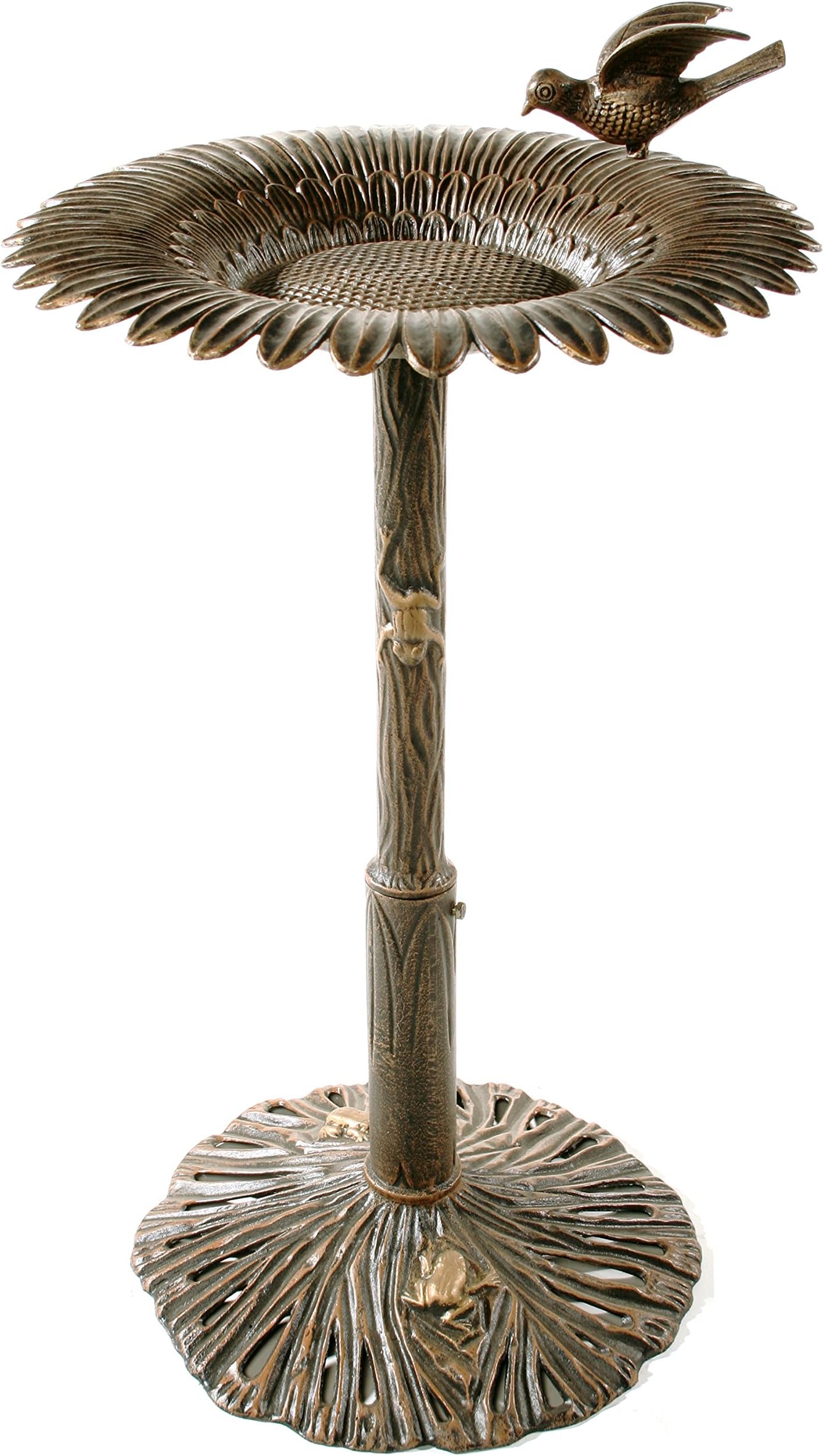 Oakland Living 5065AB Antique Bronze Sunflower Design Aluminum Birdbath
