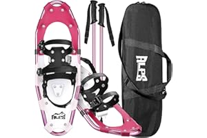 ALPS 14/17/21/25/30 Inch Lightweight Snowshoes for Women Men Youth Kids, Light Weight Aluminum Alloy Terrain Snow Shoes with Pair Antishock Trekking Poles, Free Carrying Tote Bag (Black&White, 17“)……