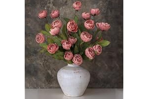 VIERENA 6 Pcs Faux Silk Peony Artificial Flowers for Vase -27", Bulk Fake Peonies Branches with Stems for DIY Bouquet Centerp