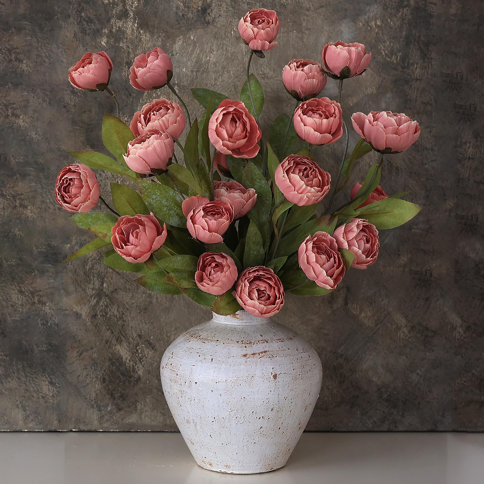 Photo 1 of VIERENA 12 Pcs Faux Silk Peony Artificial Flowers for Vase -27", Bulk Fake Peonies Branches with Stems for DIY Bouquet Centerpieces Wedding Fillers Arrangements Shower Decorations (Dusty Pink)