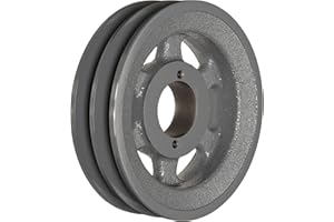 TB Woods 2BK65 FHP QT Bushed V-Belt Sheave, B Belt Section, 2 Grooves, QT Bushing required, Cast Iron, 6.25" OD, 4000 max rpm