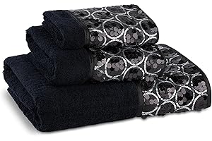 Zahari Home Sinatra 3 Piece Bathroom Towel Set Bath Towel Hand Towel Wash Cloth Absorbent, Black