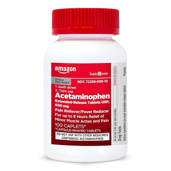 AMAZON BASIC CARE ACETAMINOPHEN EXTENDED-RELEASE TABLETS, 650 MG, 100 COUNT (PACKAGING MAY VARY)