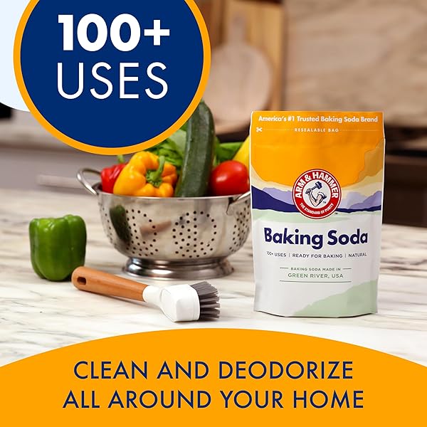 ARM & HAMMER BAKING SODA MADE IN USA, IDEAL FOR BAKING, PURE & NATURAL, 2.7LB BAG