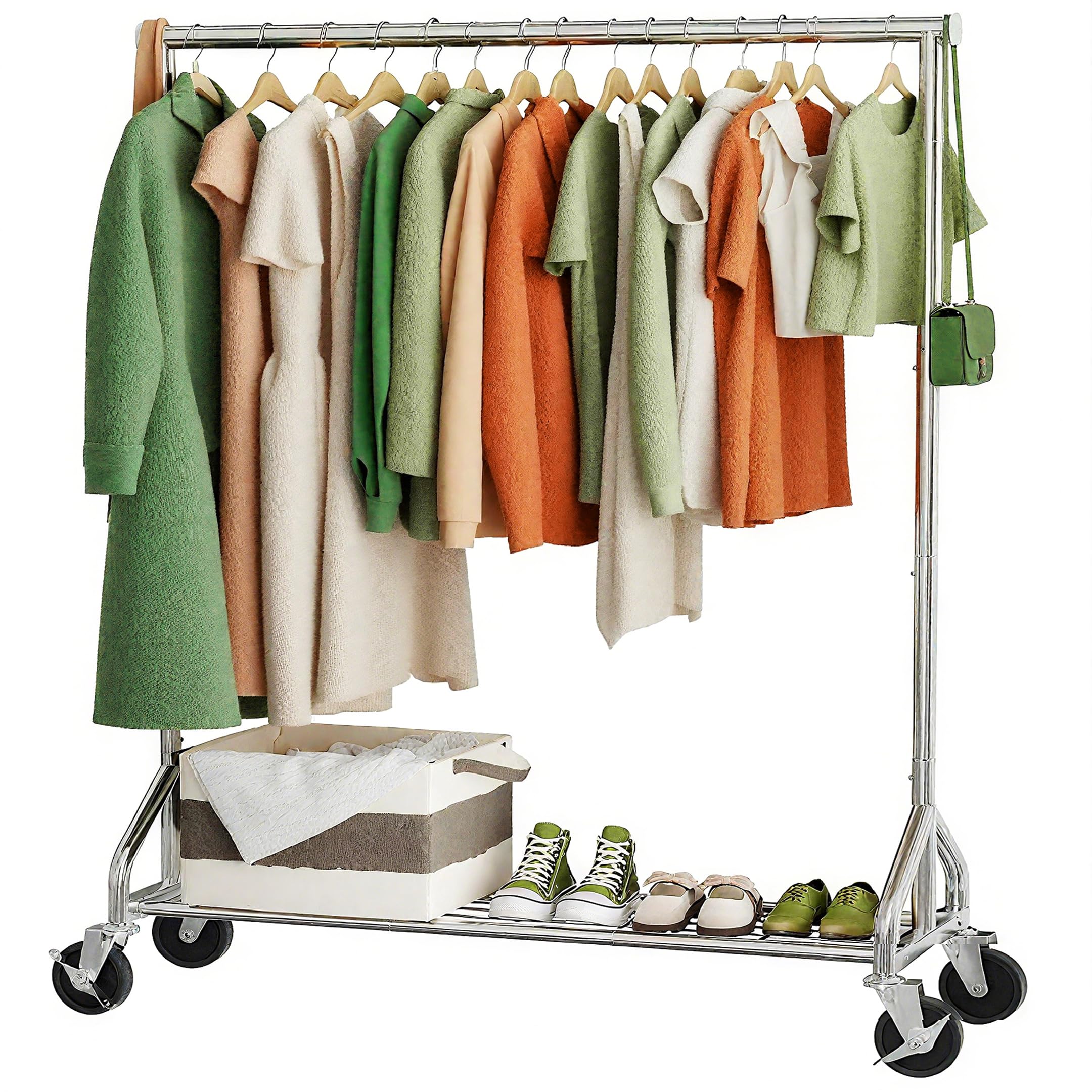 Ekisemio Heavy Duty Clothes Rack Load 450 LBS, Rolling Clothes Rack ...