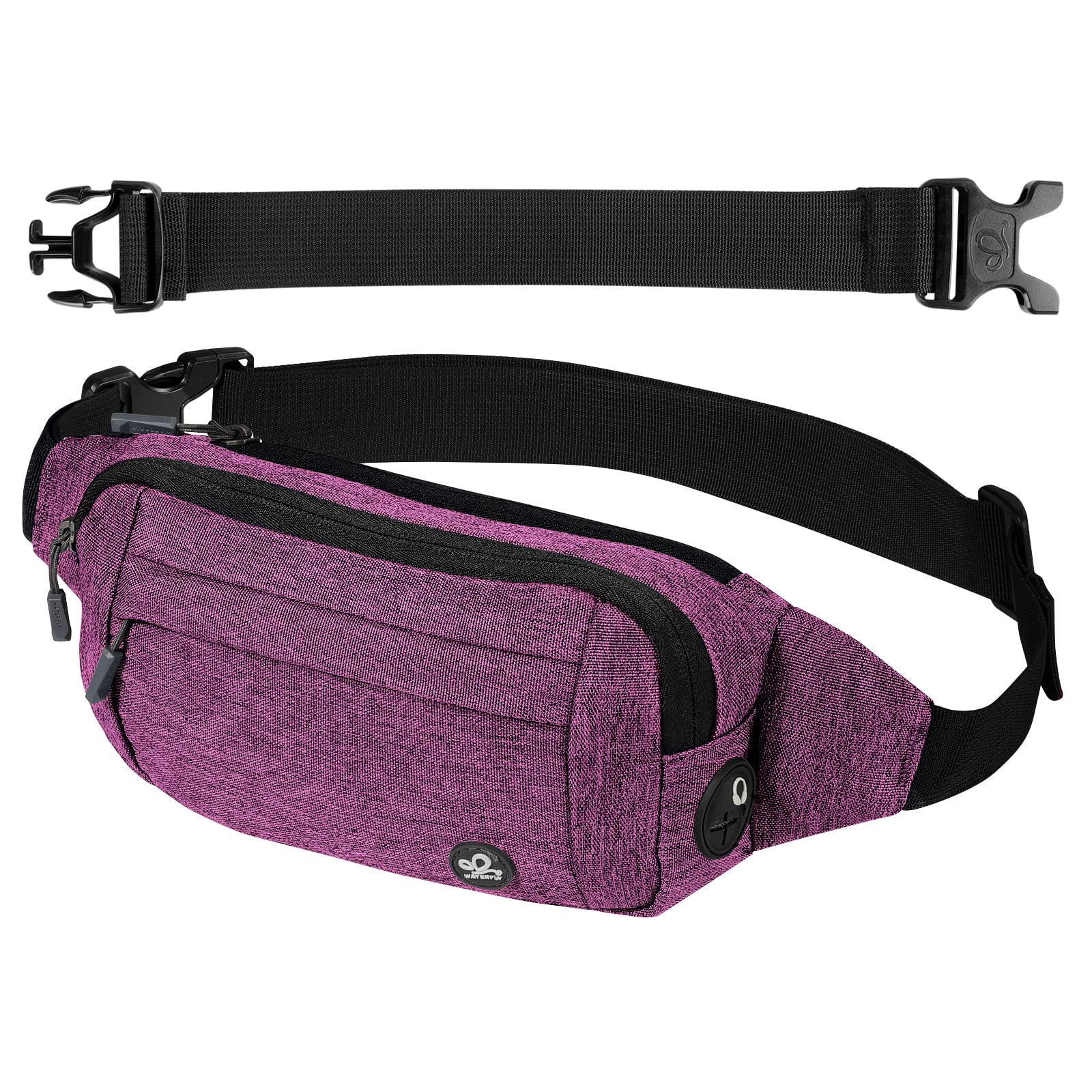 Waterfly Bumbags Waist Fanny Pack Ladies Fashion Bum Bag with Adjustable Belt for Sport Running Hiking Jogging Girls Women Men Purple