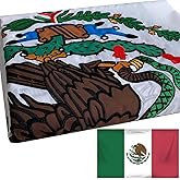 Mexico Mexican Flag Embroidered 3x5 Outdoor Double Sided Mexicana MX National Flags Banner for Outside 3ply Embroidered with 2 Brass Grommets Vivid Colors Waterproof