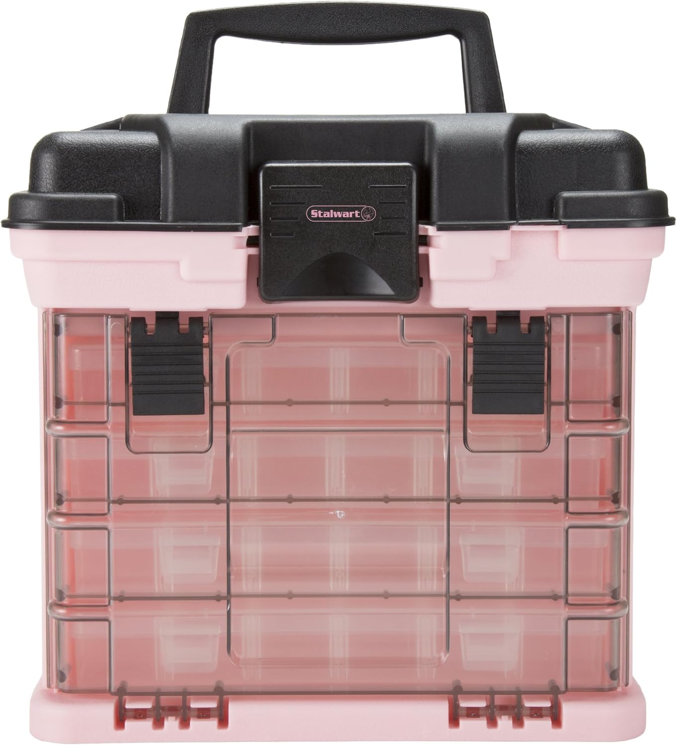 Stalwart 75-STO3183 Parts & Crafts Rack Style Tool Box with 4 Organizers, Pink - - 