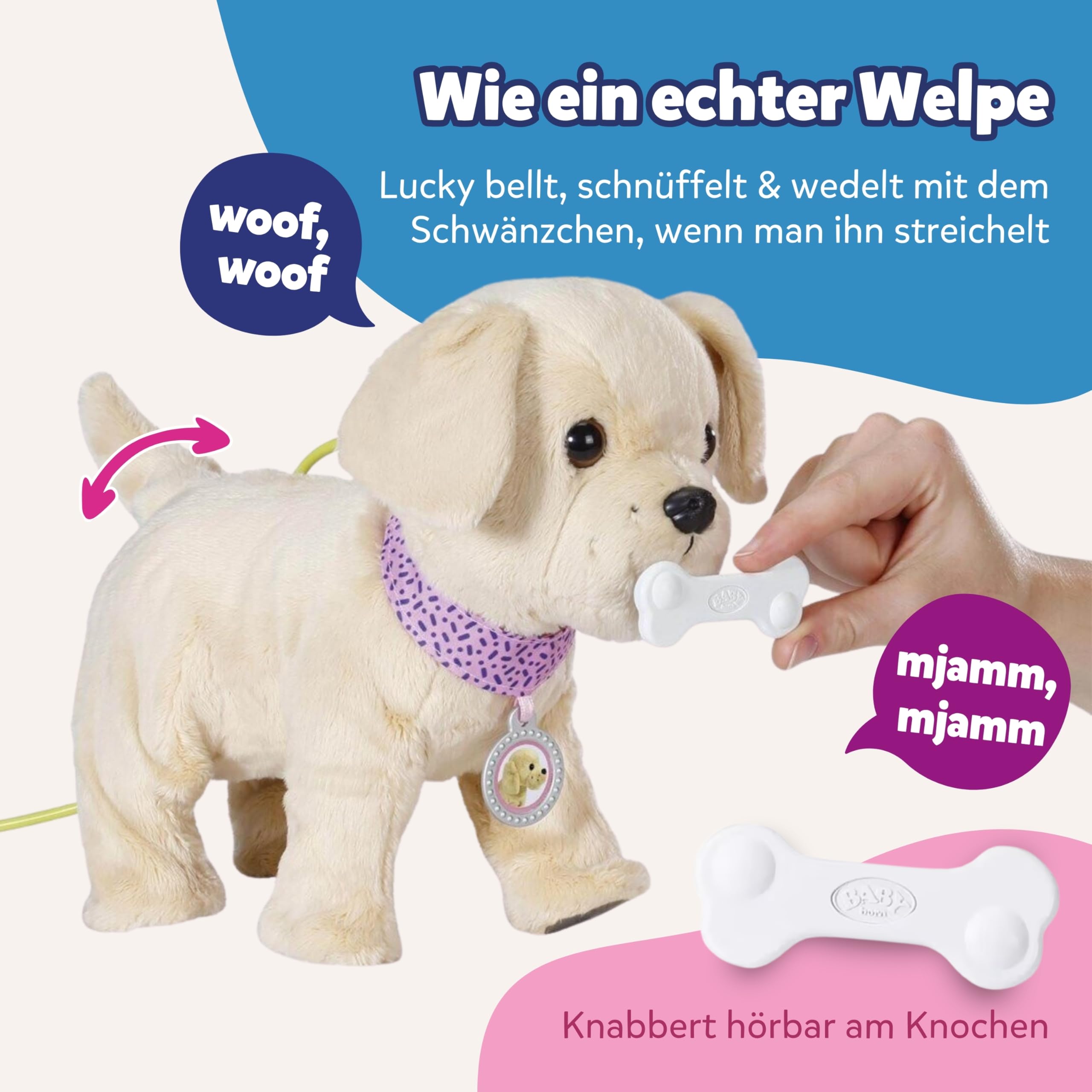 BABY Born Mein Hund Lucky mit 5 verschiedenen Funktionen, für Kinder ab 3 Jahren, funktioniert mit Batterien, 835869 Zapf Creation 5