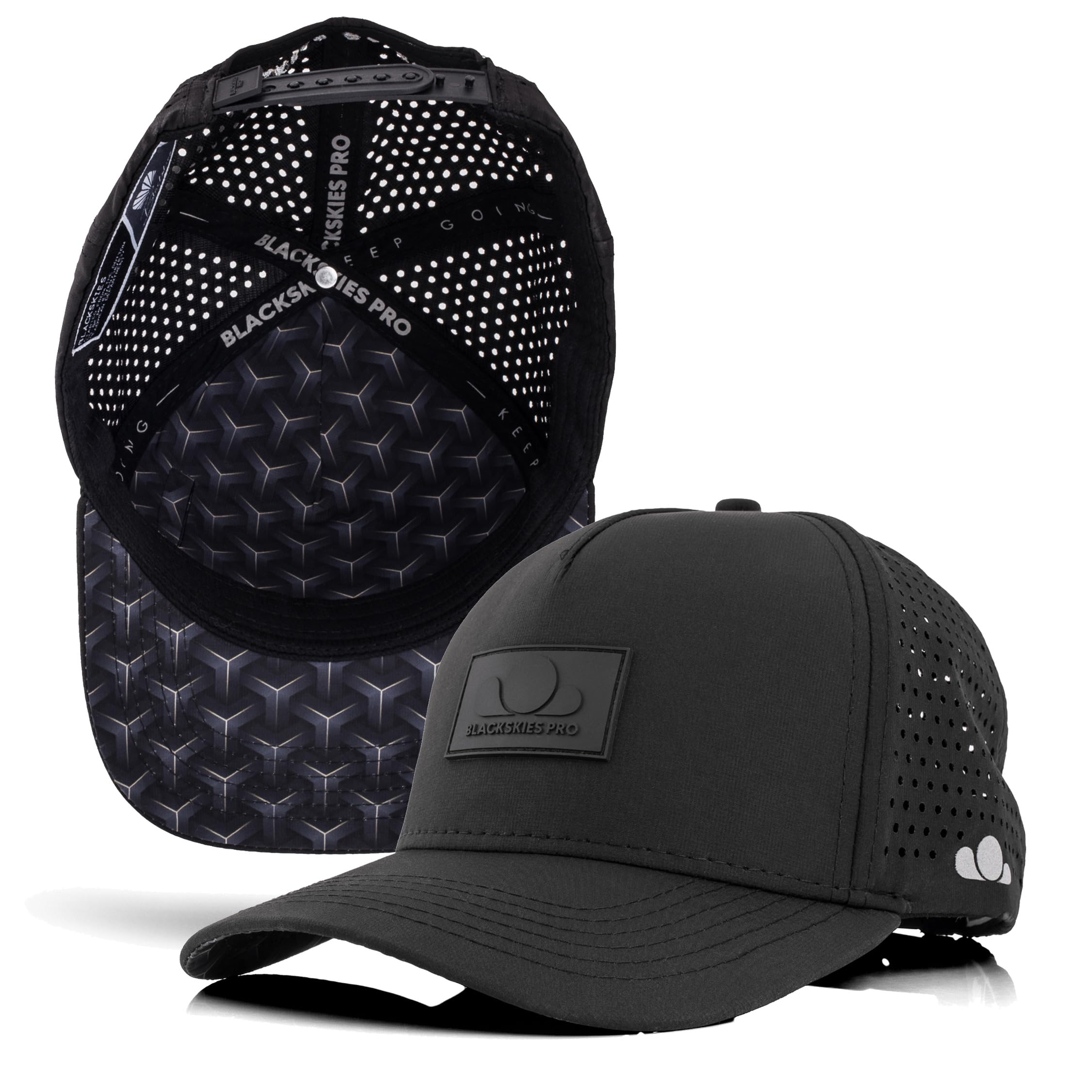 Blackskies® Pro Flow Sport Performance Cap | Wasserabweisende Unisex Premium Baseball Kappe | Laufen Padel Gym Joggen Surfen Strand Tennis Herren Damen Trucker - Basecap Männer Schwarz 7
