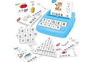 Yolscue Matching Letter Games,Learning Educational Toys 2 in 1, Numerical Equality Games,Alphabet Spelling Reading Flash Cards,Early Education Gift Toys for 3,4,5,6,7 Year Olds (Blue)