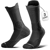 findway Compression Running Socks 3 Pairs, Anti-Blister Crew Socks All Day Dry Athletic Socks for Men and Women
