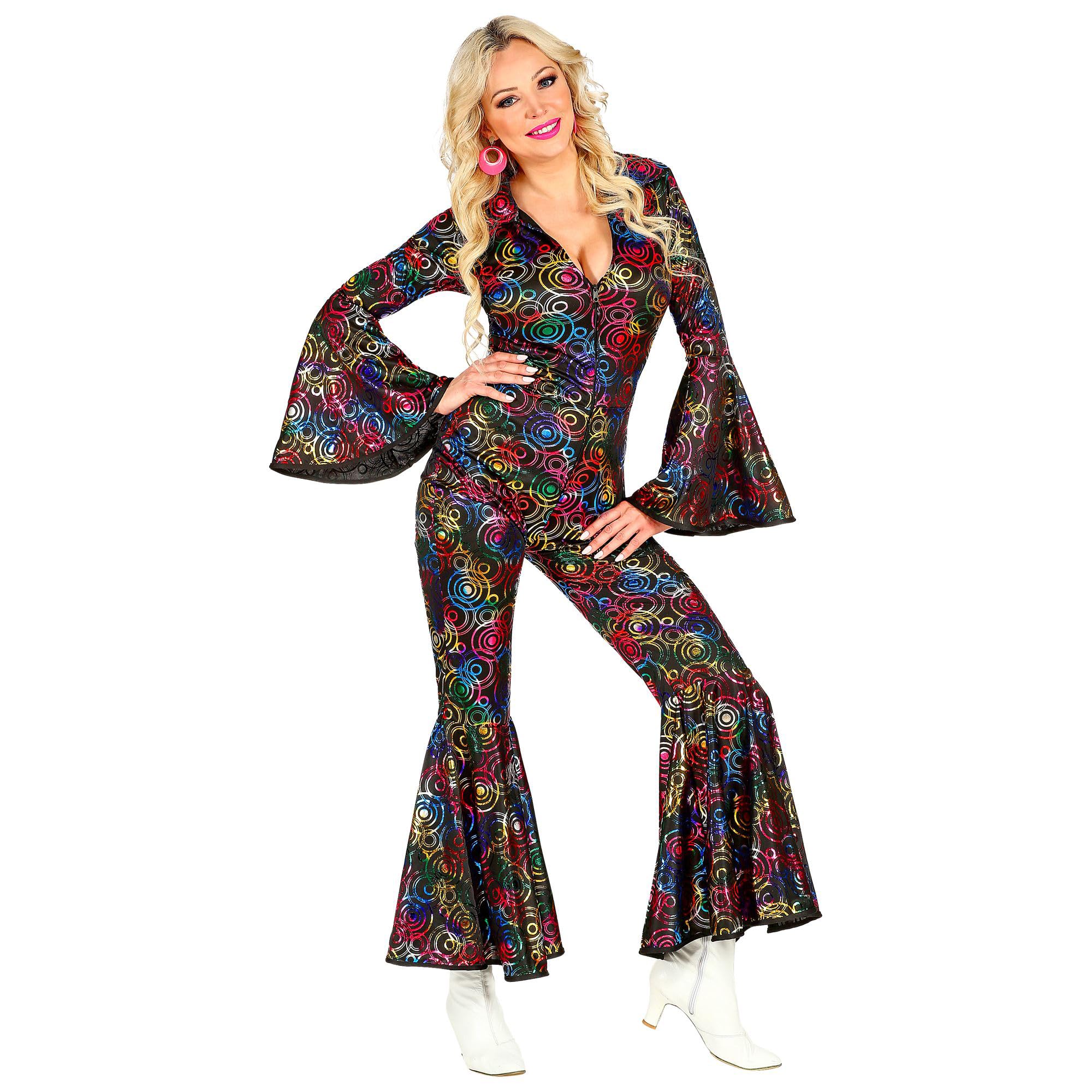 W WIDMANN MILANO Party Fashion - 70s Disco Style Jumpsuit for Women, Ballerinas, Show, Celebrity, Rock Star, Pop Star, Carnival, Theme Parties, Size S
