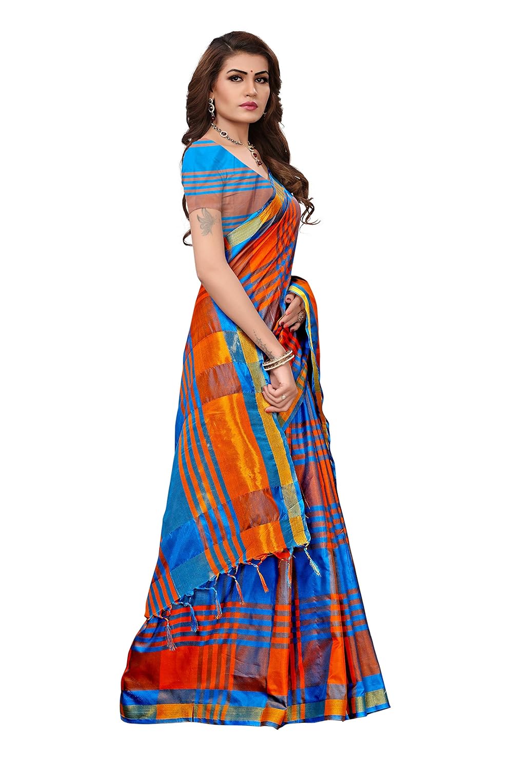anni designer women's sarees cotton silk saree with blouse piece