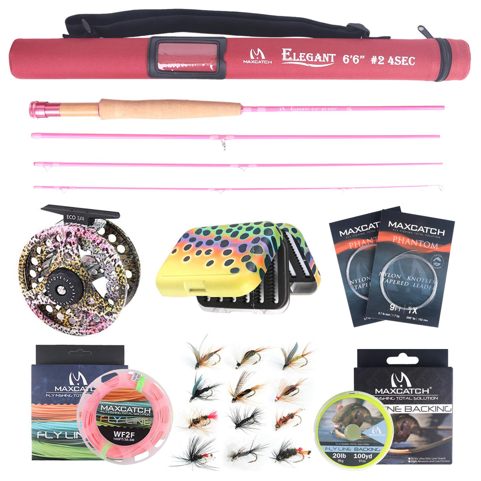 MAXIMUMCATCH Maxcatch Women's Elegant Pink Fly Fishing Rod: 2/5-weight with Rod Tube (Elegant 6'6'' 2wt 4sec Rod and Reel Combo) — image 1